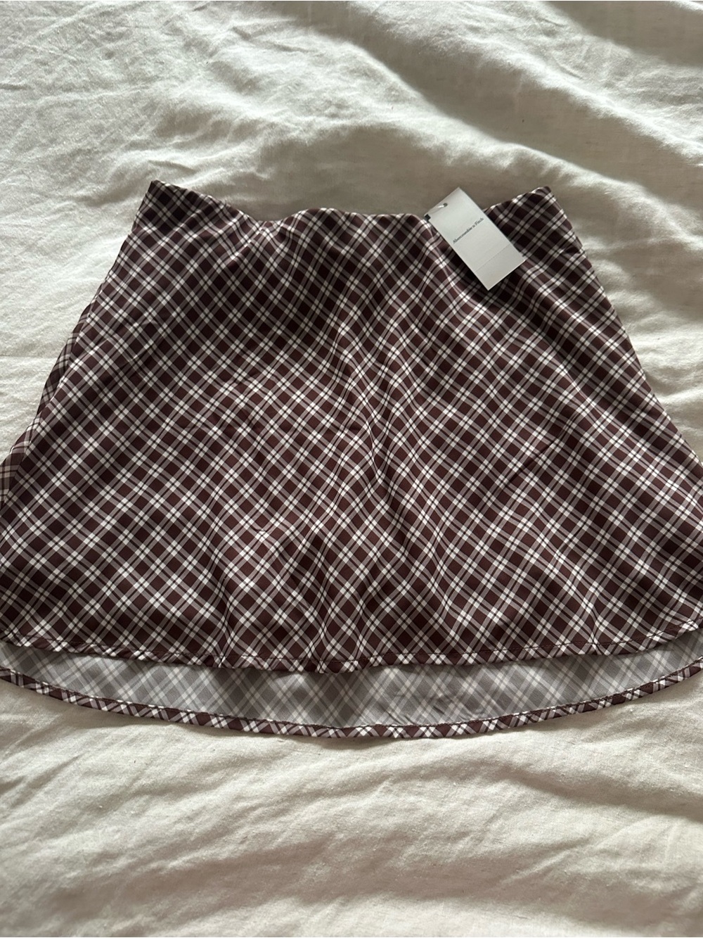 Abercrombie Plaid A-Line Mini Skirt in Burgundy -